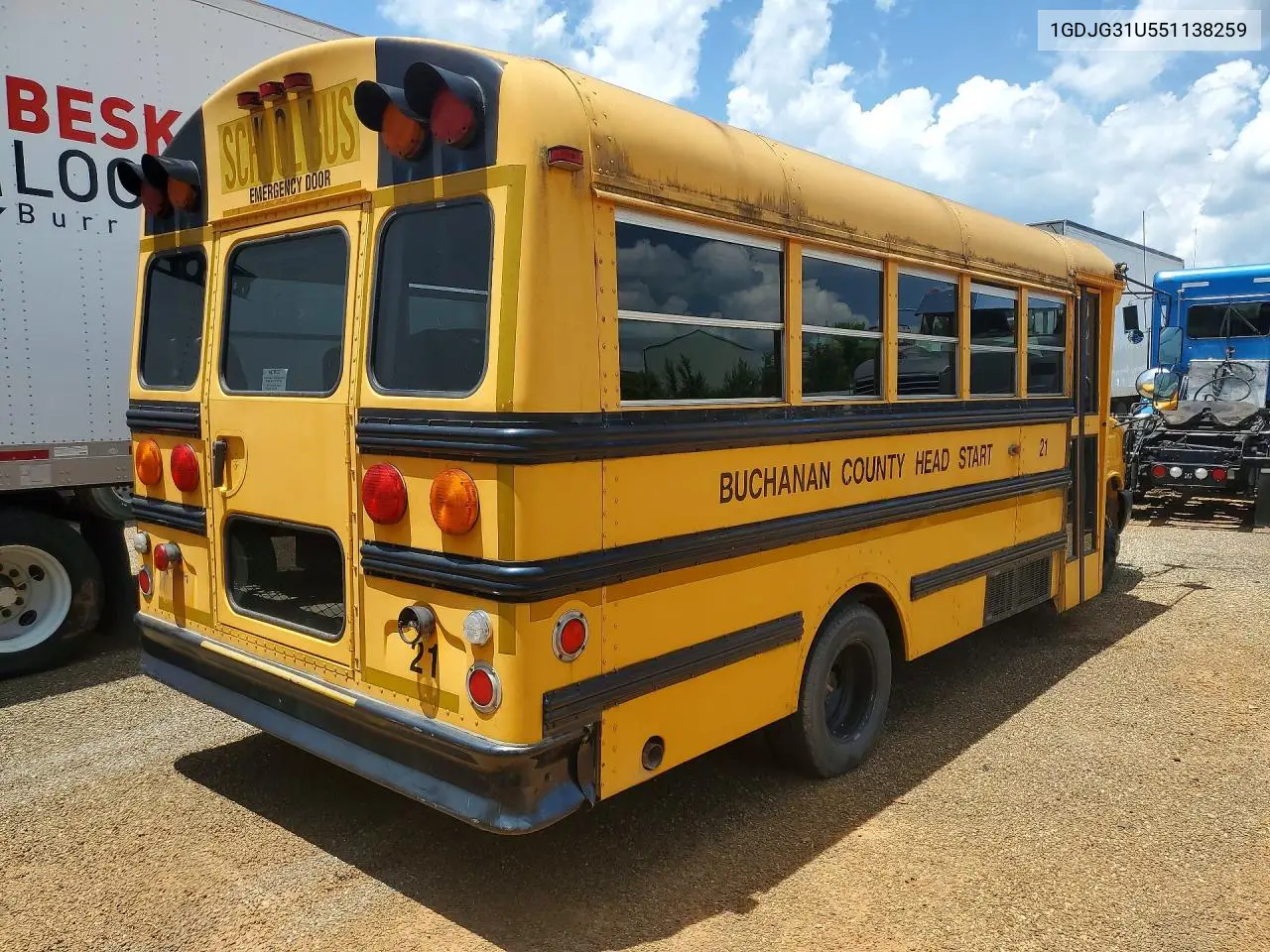 2005 GMC Savana School Bus VIN: 1GDJG31U551138259 Lot: 58095636