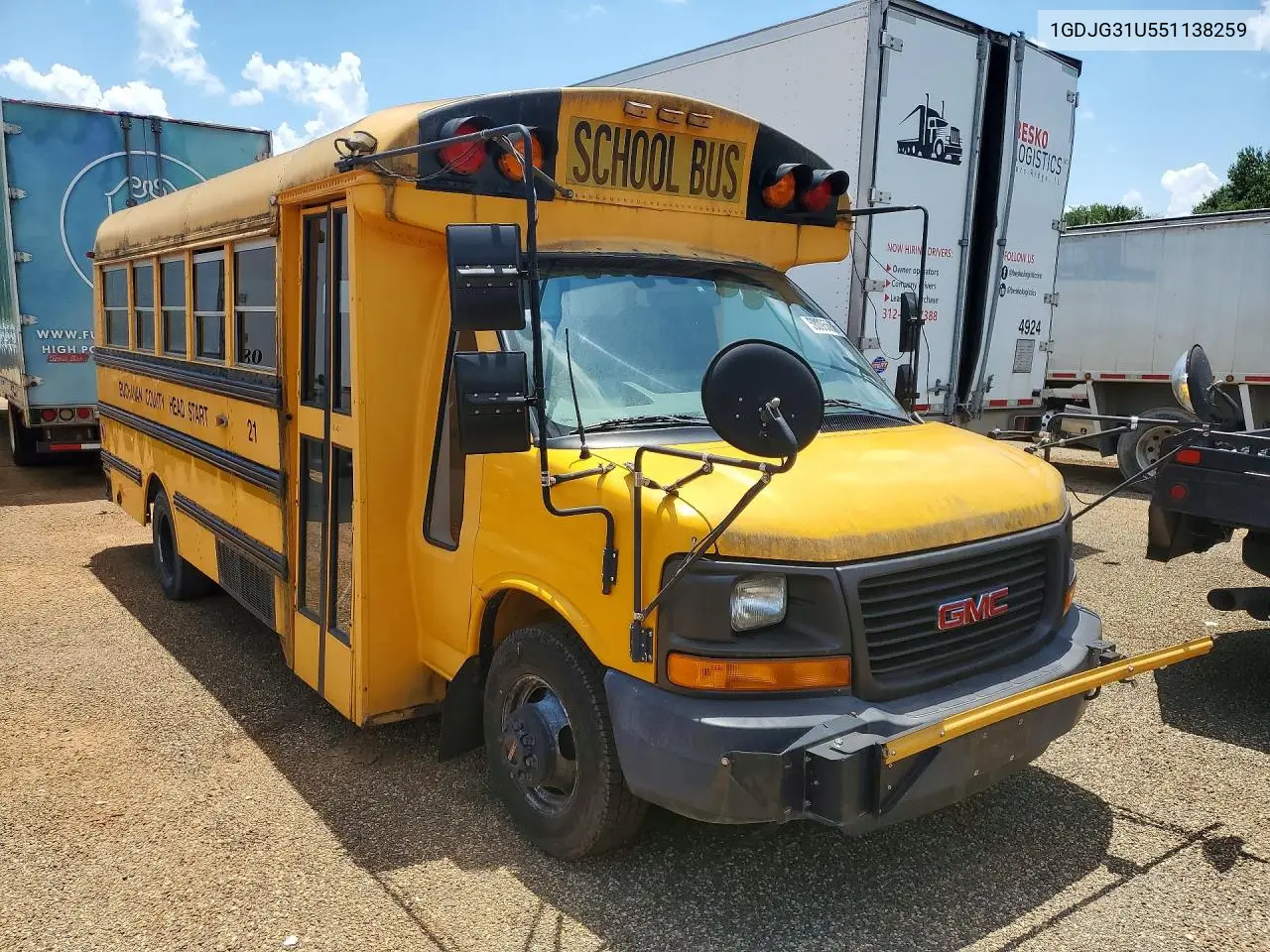 2005 GMC Savana School Bus VIN: 1GDJG31U551138259 Lot: 58095636