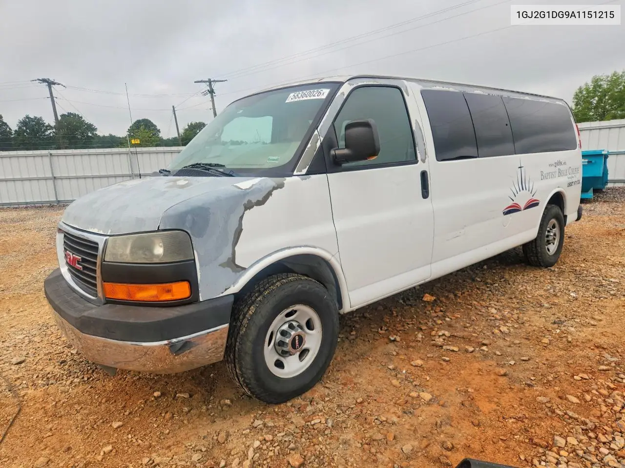 2010 GMC Savana G3500 Lt VIN: 1GJ2G1DG9A1151215 Lot: 58360026