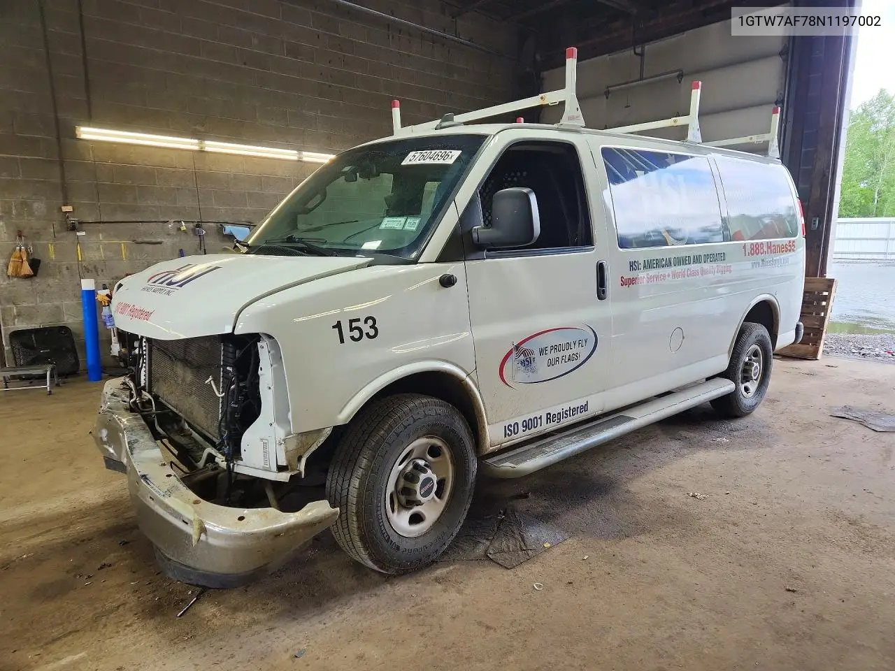 2022 GMC Savana G2500 VIN: 1GTW7AF78N1197002 Lot: 57604696