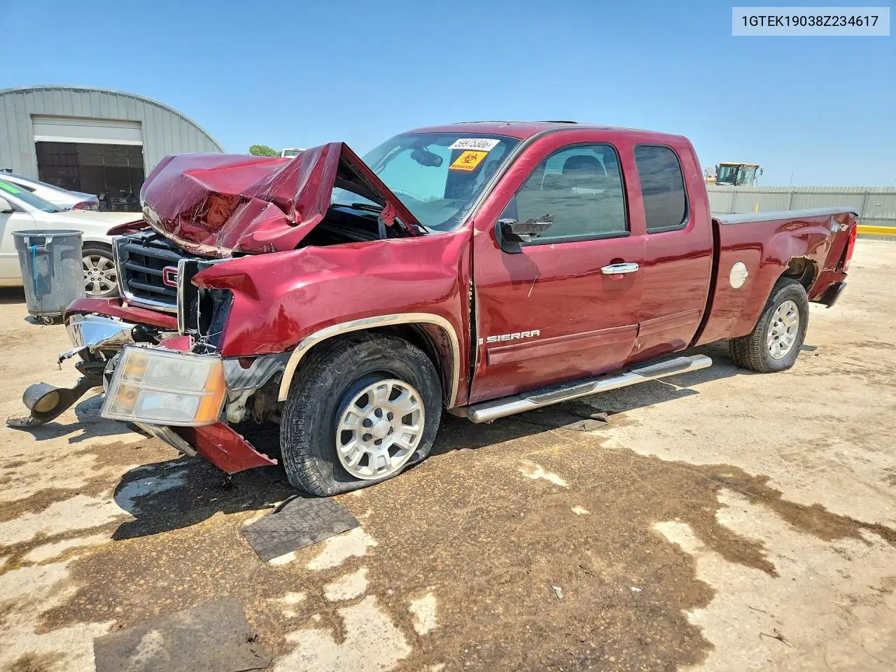 2008 GMC Sierra K1500 VIN: 1GTEK19038Z234617 Lot: 59975306