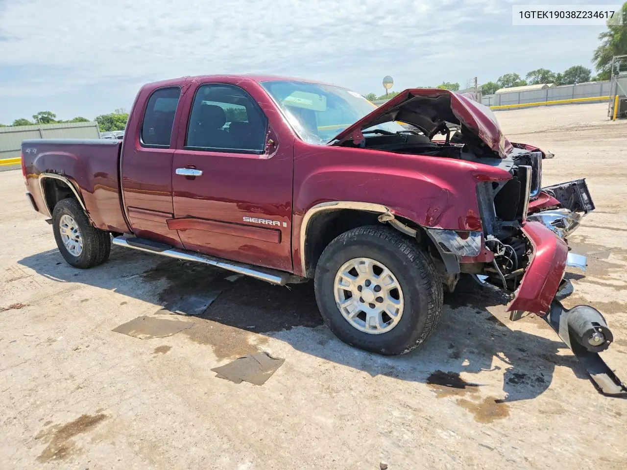 2008 GMC Sierra K1500 VIN: 1GTEK19038Z234617 Lot: 59975306