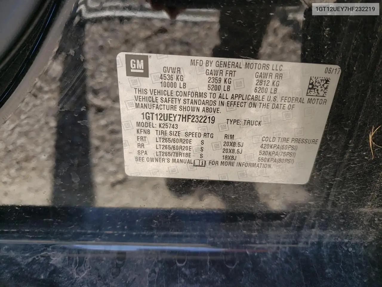 1GT12UEY7HF232219 2017 GMC Sierra K2500 Denali