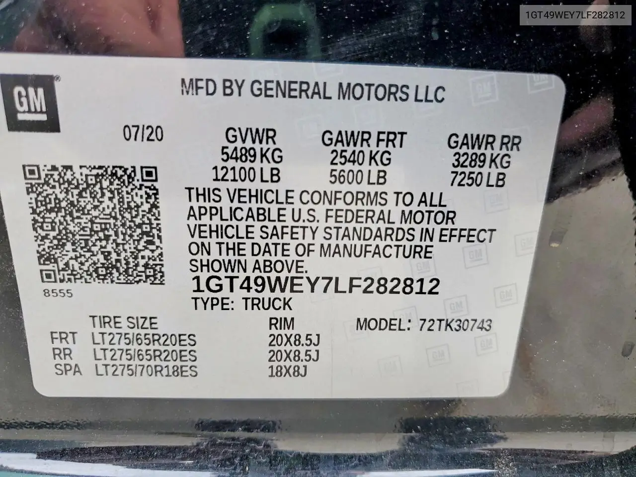 2020 GMC Sierra K3500 Denali VIN: 1GT49WEY7LF282812 Lot: 61548746