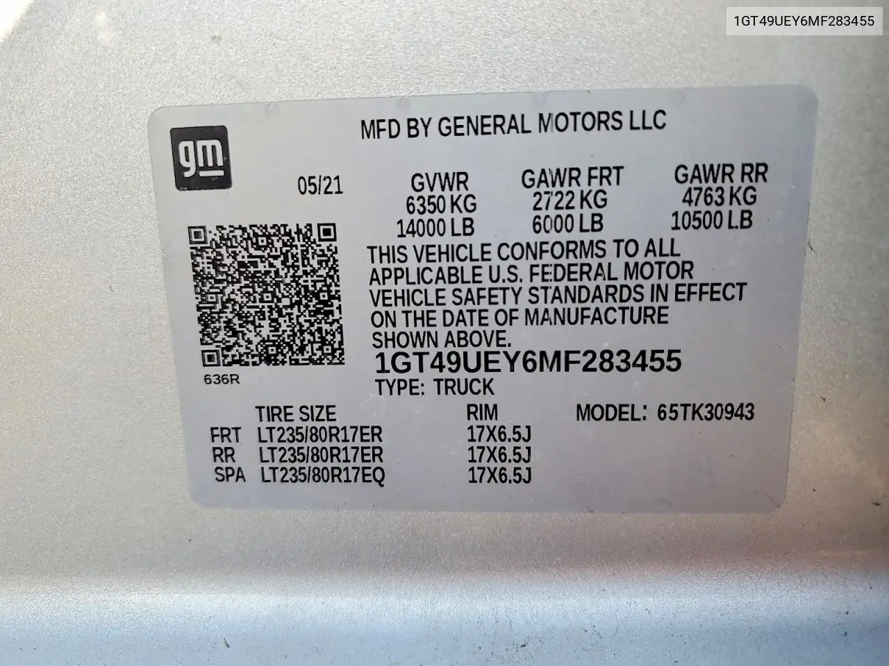 2021 GMC Sierra K3500 Slt VIN: 1GT49UEY6MF283455 Lot: 58480256