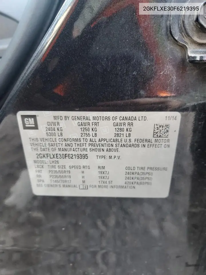 2GKFLXE30F6219395 2015 GMC Terrain Slt