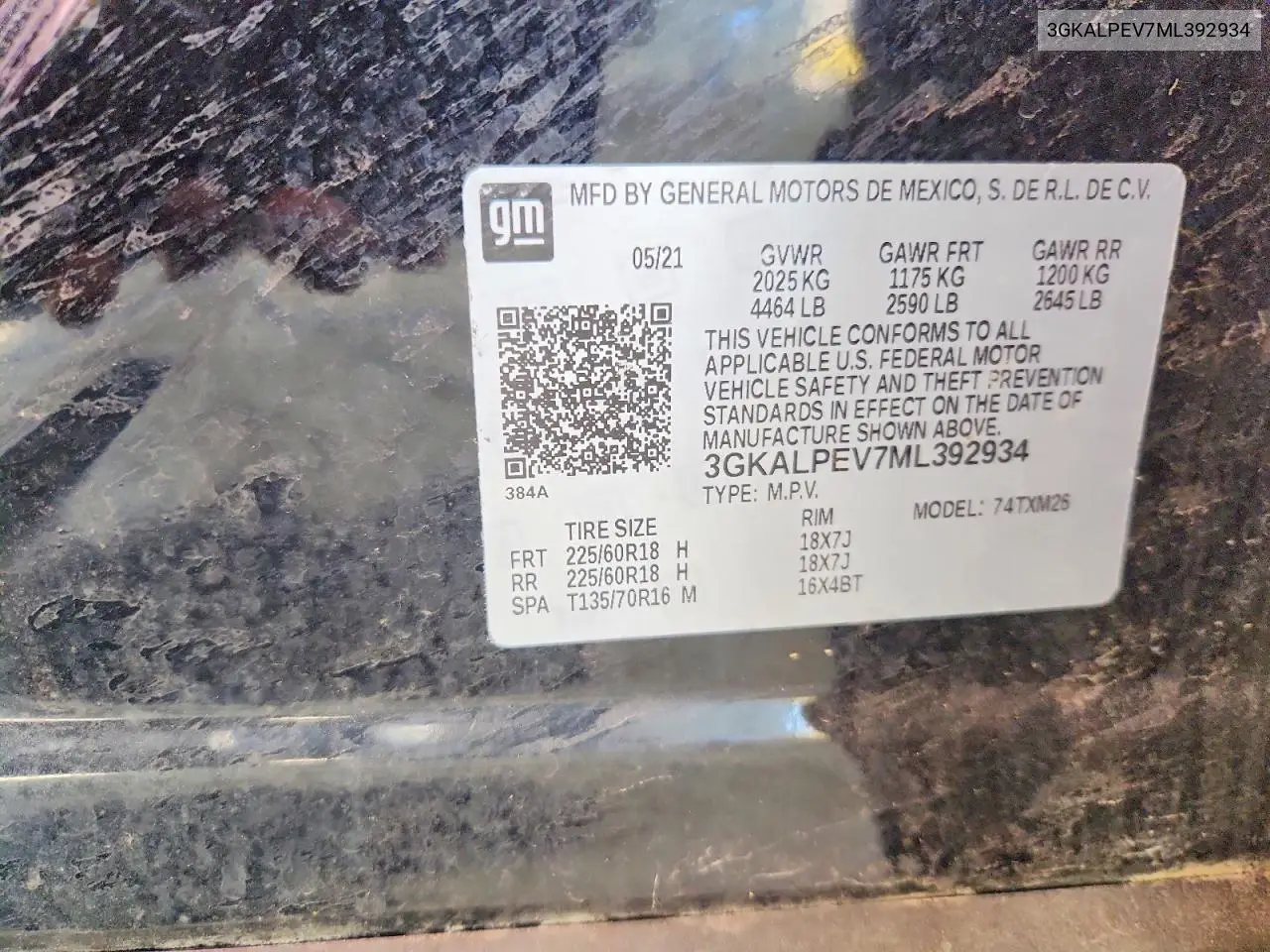 2021 GMC Terrain Slt VIN: 3GKALPEV7ML392934 Lot: 57666056