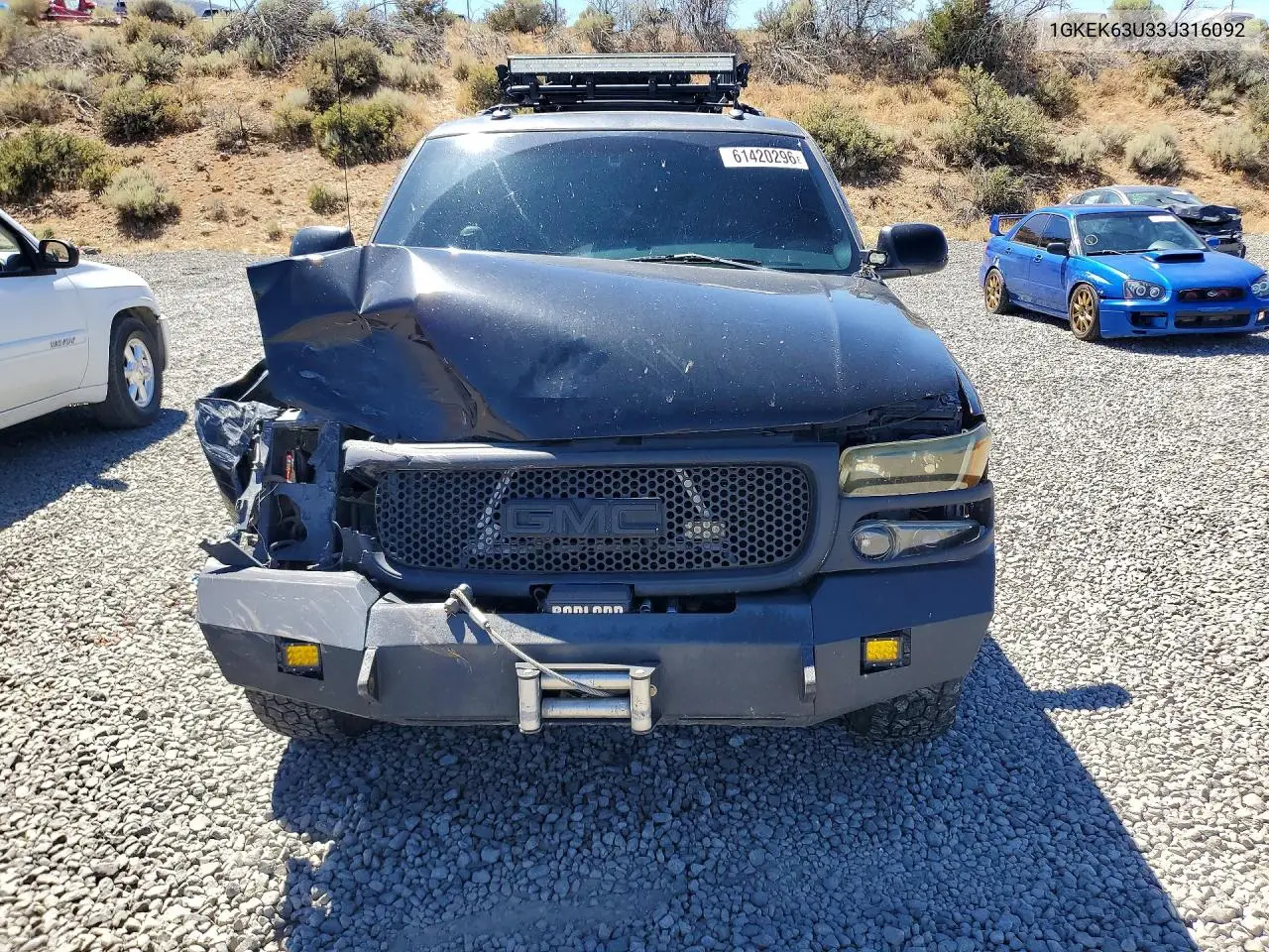 2003 GMC Yukon Denali VIN: 1GKEK63U33J316092 Lot: 61420296