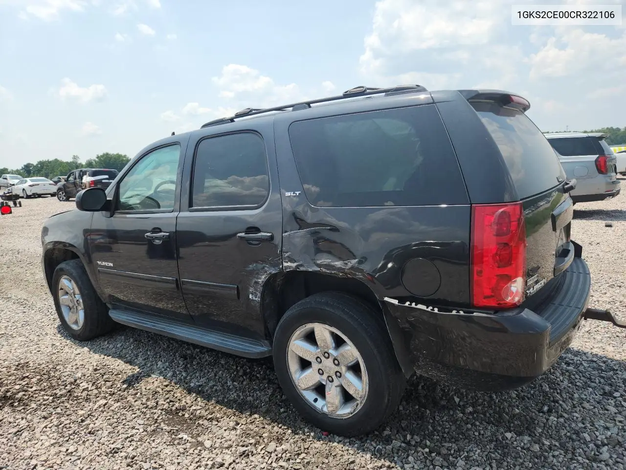 2012 GMC Yukon Slt VIN: 1GKS2CE00CR322106 Lot: 59827976