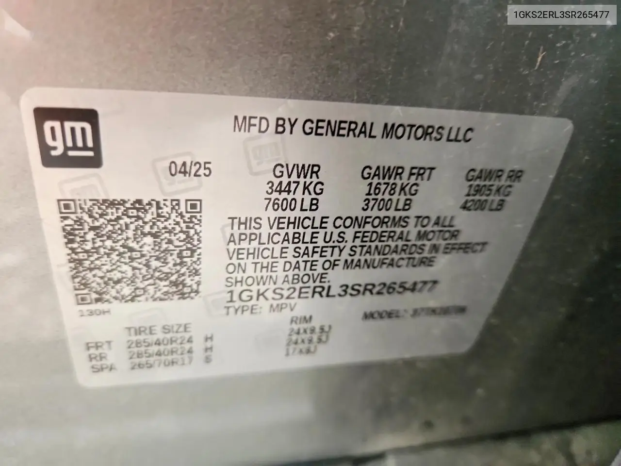 2025 GMC Yukon Denali Ultimate VIN: 1GKS2ERL3SR265477 Lot: 58487826