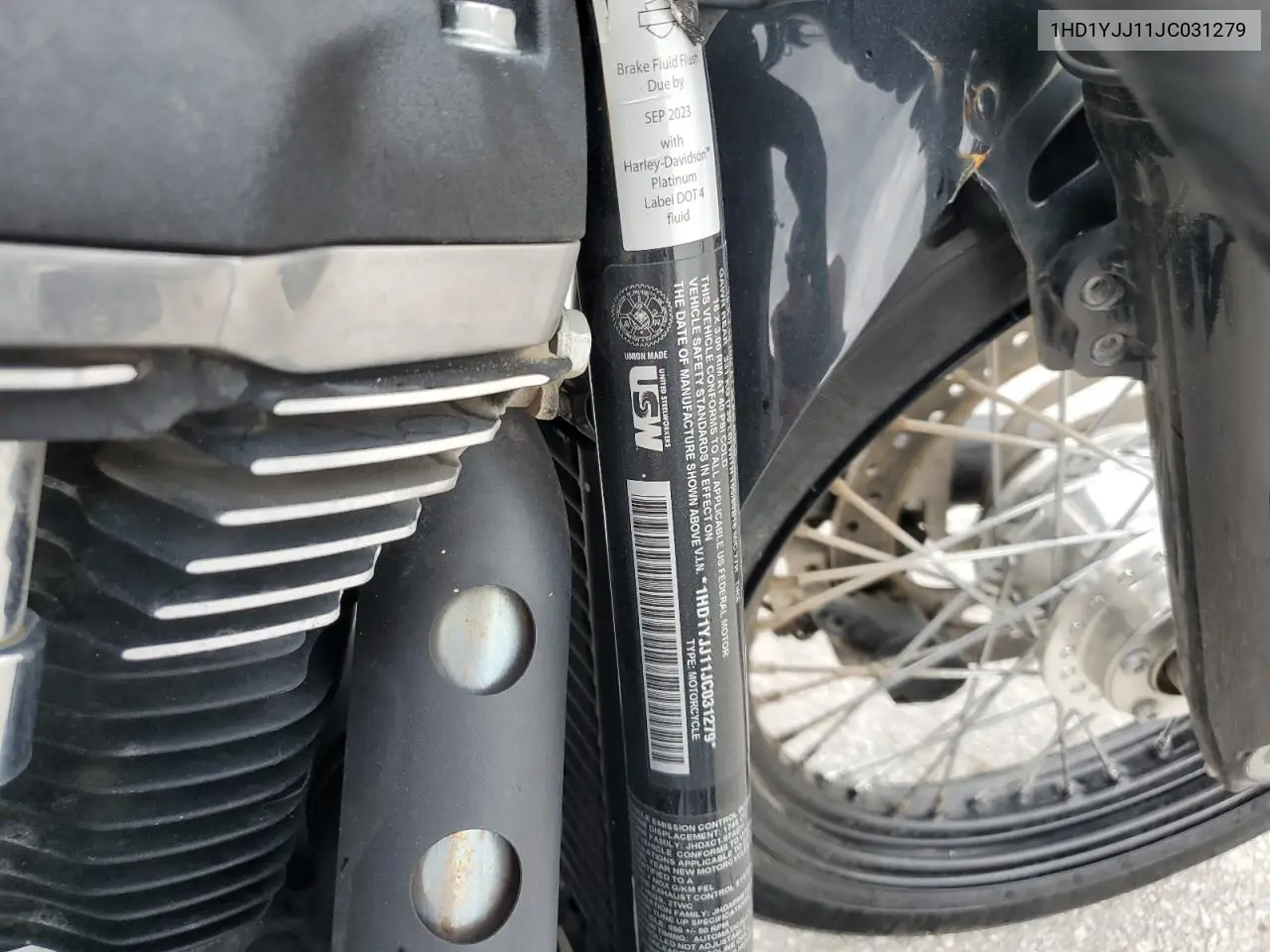2018 Harley-Davidson Fxbb Street Bob VIN: 1HD1YJJ11JC031279 Lot: 55872226