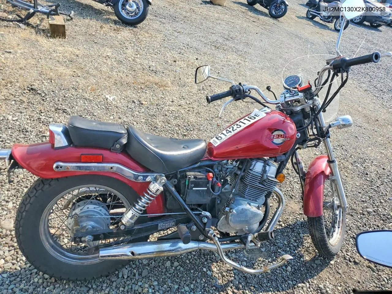2002 Honda Rebel 300 VIN: JH2MC130X2K800958 Lot: 61423116