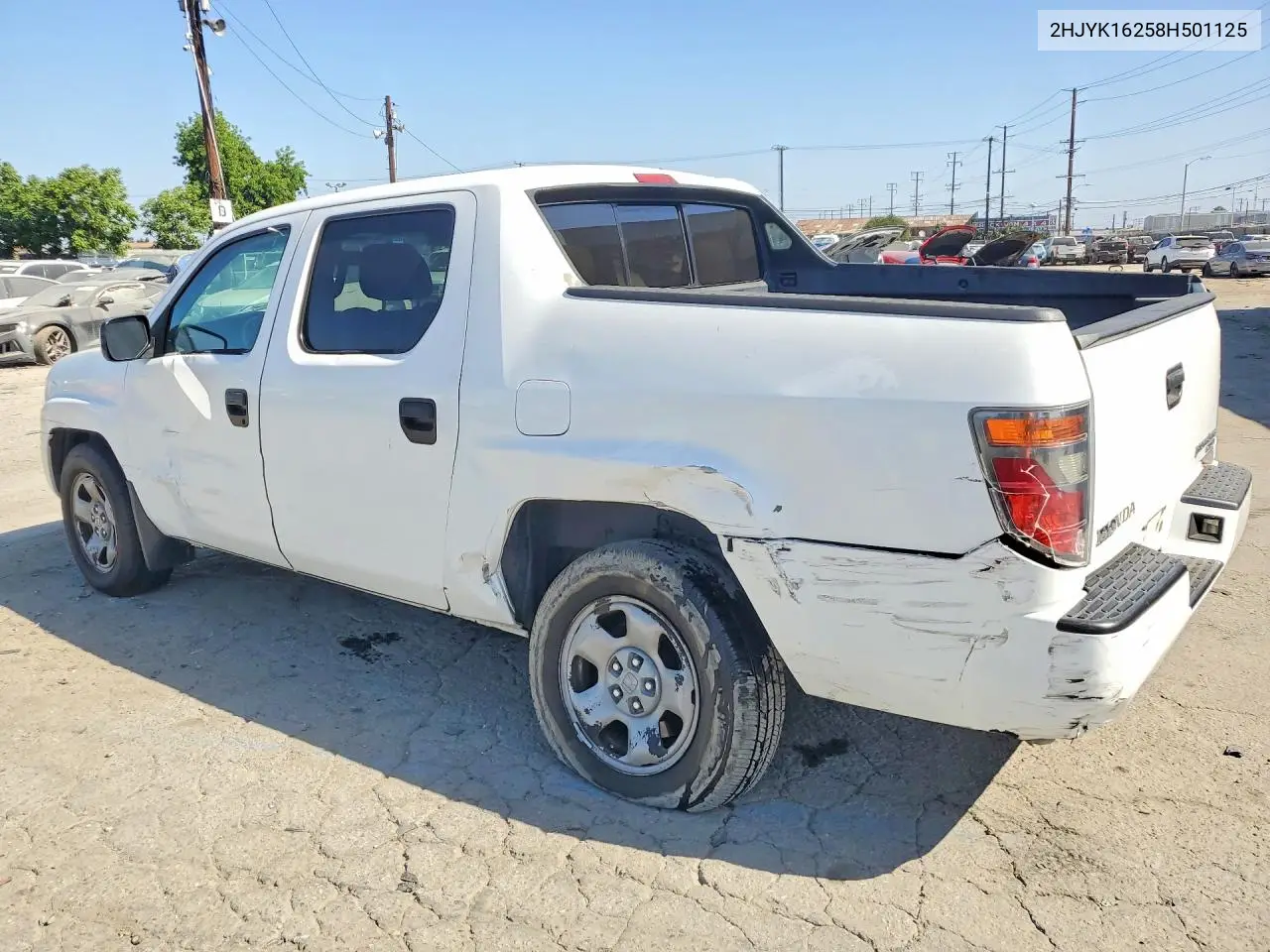 2008 Honda Ridgeline Rt VIN: 2HJYK16258H501125 Lot: 56688246