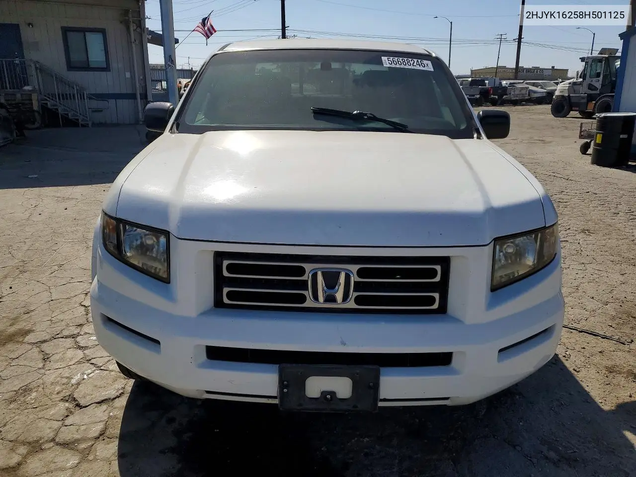2008 Honda Ridgeline Rt VIN: 2HJYK16258H501125 Lot: 56688246