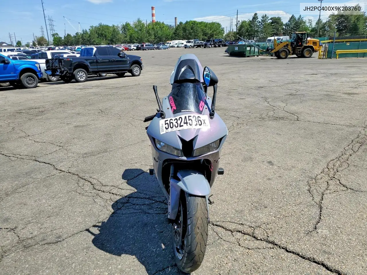 2009 Honda Cbr600 Rr VIN: JH2PC400X9K203760 Lot: 56324536