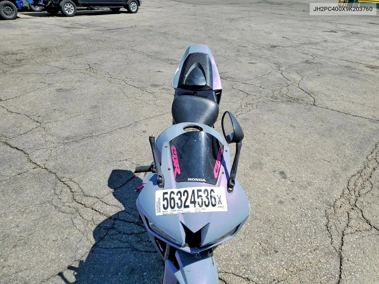 2009 Honda Cbr600 Rr VIN: JH2PC400X9K203760 Lot: 56324536