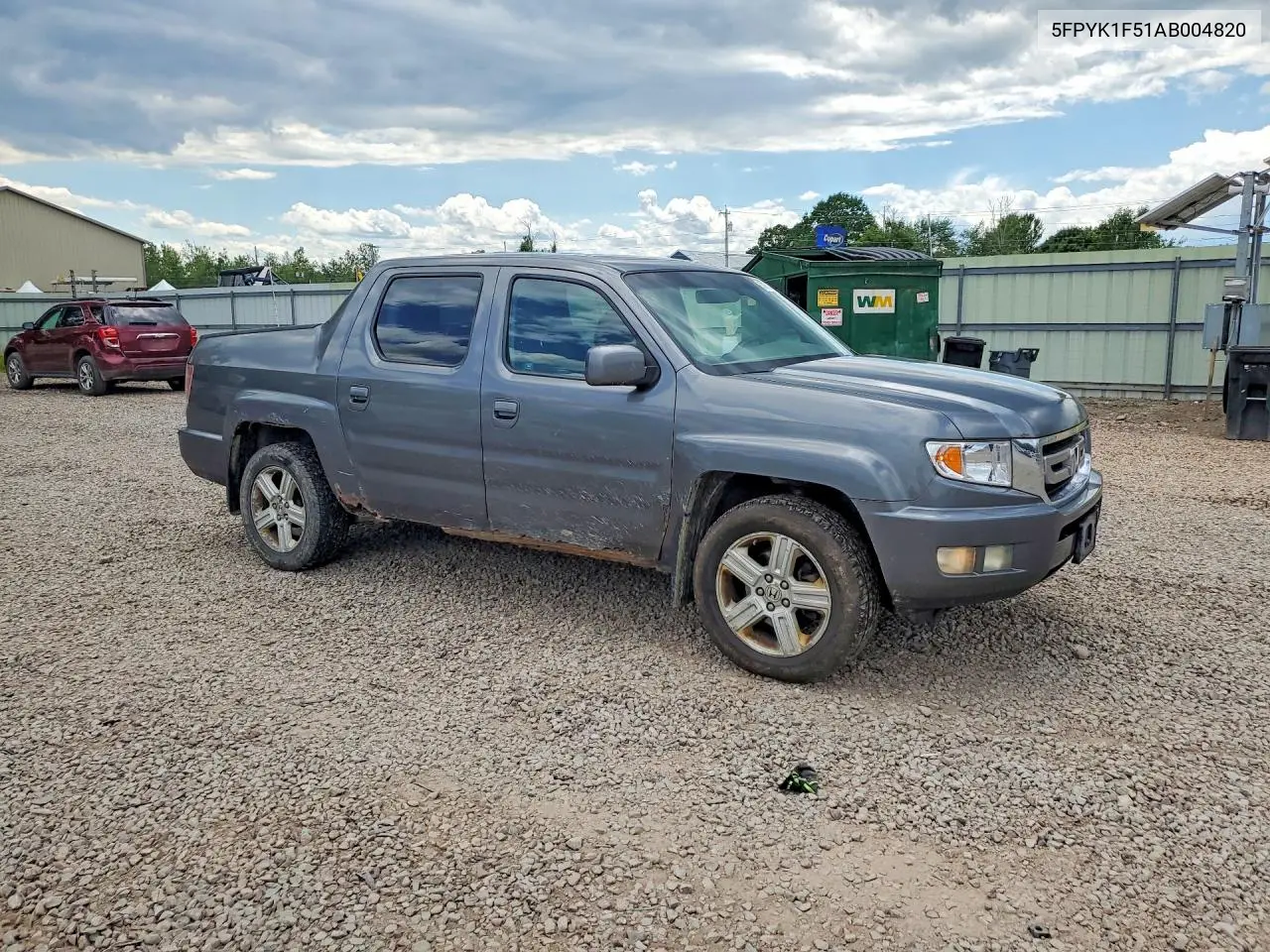 2010 Honda Ridgeline Rtl VIN: 5FPYK1F51AB004820 Lot: 57670156