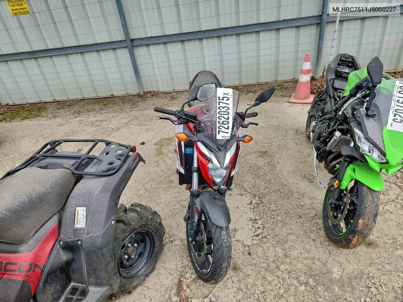 2018 Honda Cb650 F VIN: MLHRC7511J5000227 Lot: 72620375
