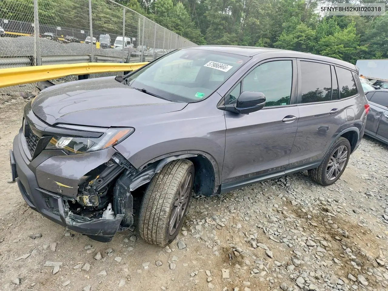 2019 Honda Passport Exl VIN: 5FNYF8H52KB020318 Lot: 57986966