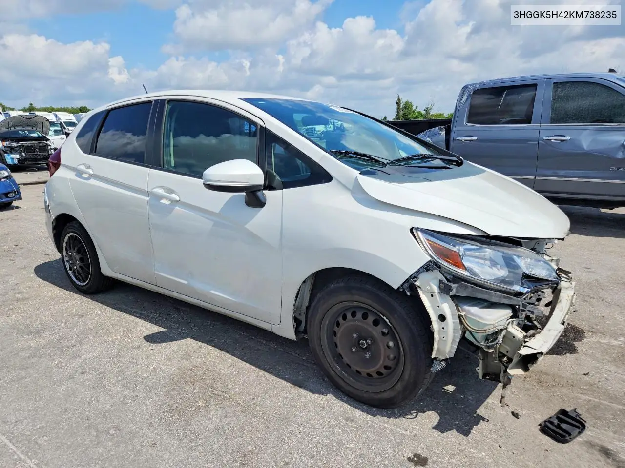 2019 Honda Fit Lx VIN: 3HGGK5H42KM738235 Lot: 58229306