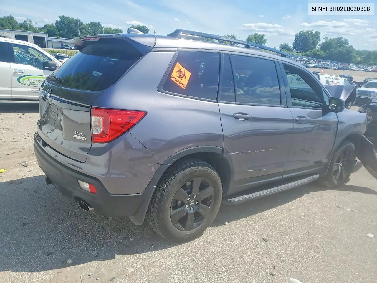 2020 Honda Passport Elite VIN: 5FNYF8H02LB020308 Lot: 57811036
