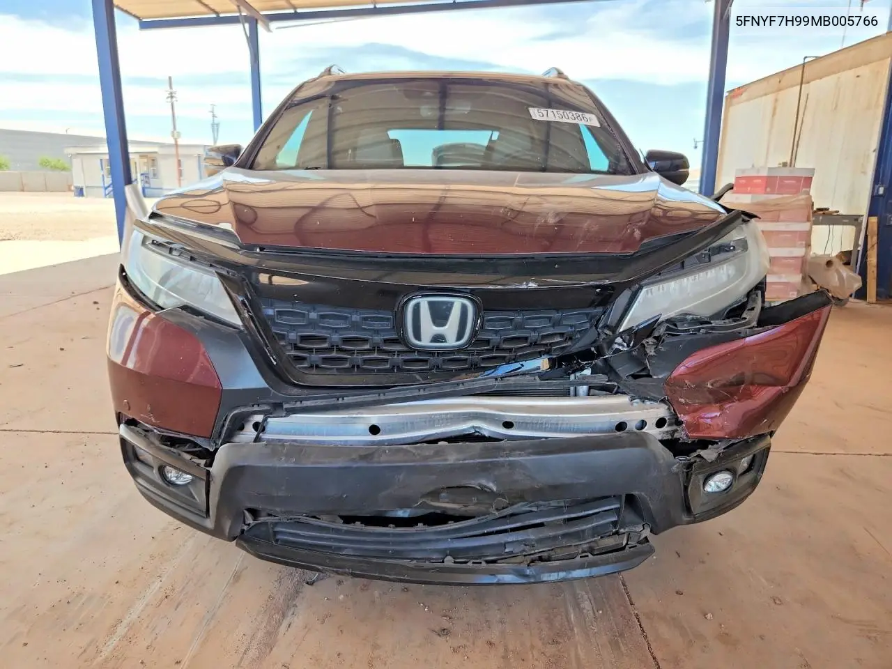 2021 Honda Passport Touring VIN: 5FNYF7H99MB005766 Lot: 57150386