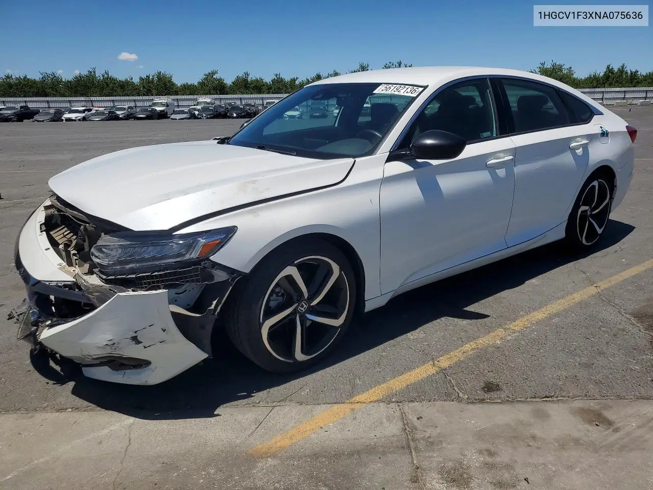 2022 Honda Accord Sport VIN: 1HGCV1F3XNA075636 Lot: 56192136