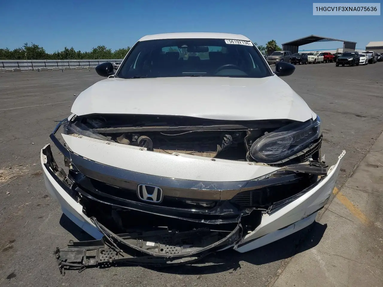 2022 Honda Accord Sport VIN: 1HGCV1F3XNA075636 Lot: 56192136