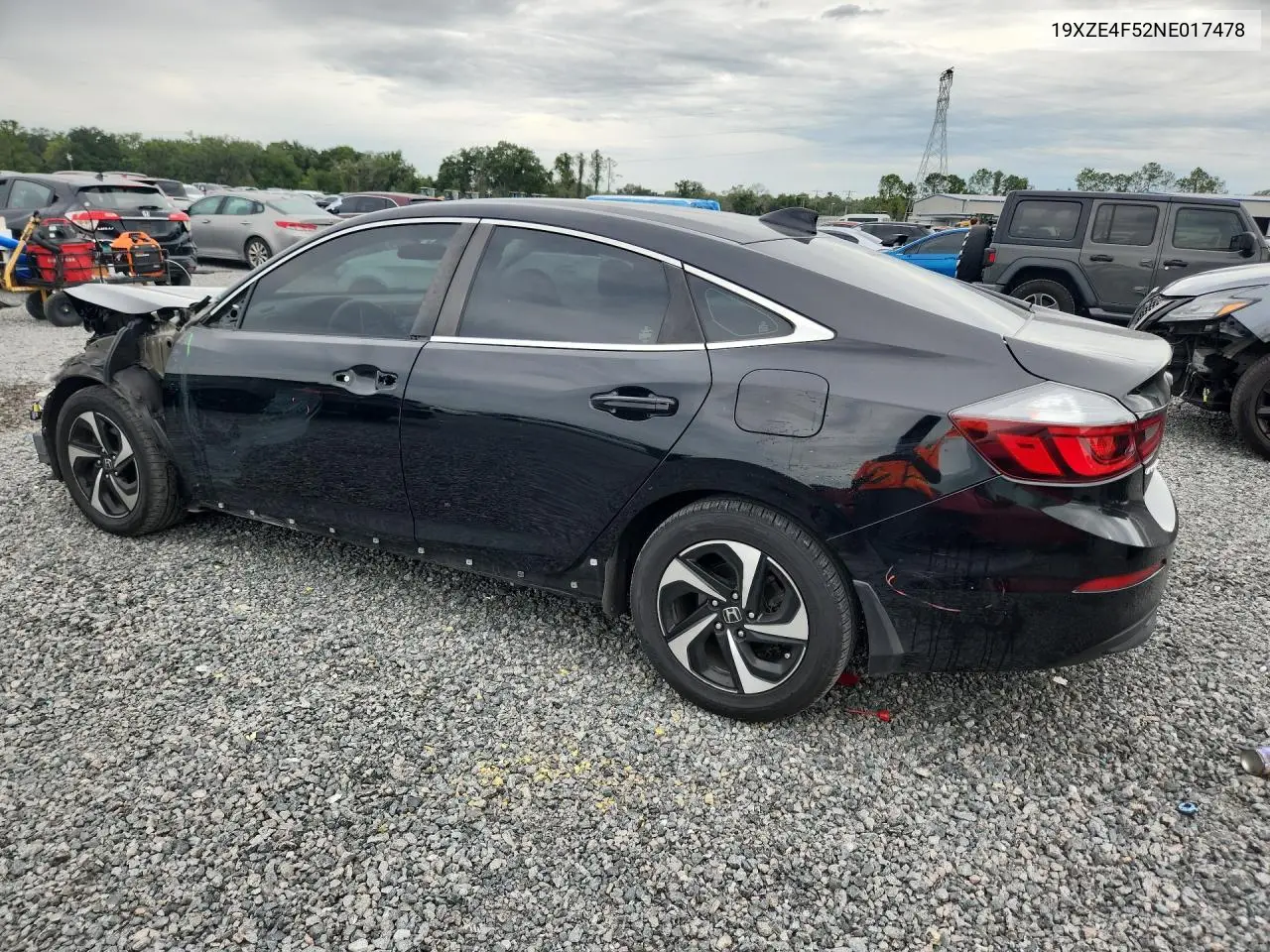 2022 Honda Insight Ex VIN: 19XZE4F52NE017478 Lot: 56596536