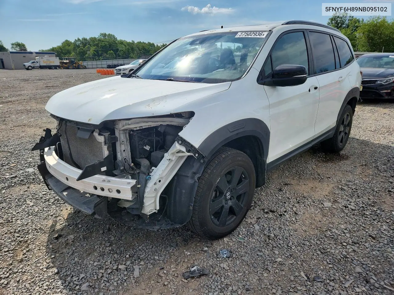2022 Honda Pilot Trailsport VIN: 5FNYF6H89NB095102 Lot: 57502936