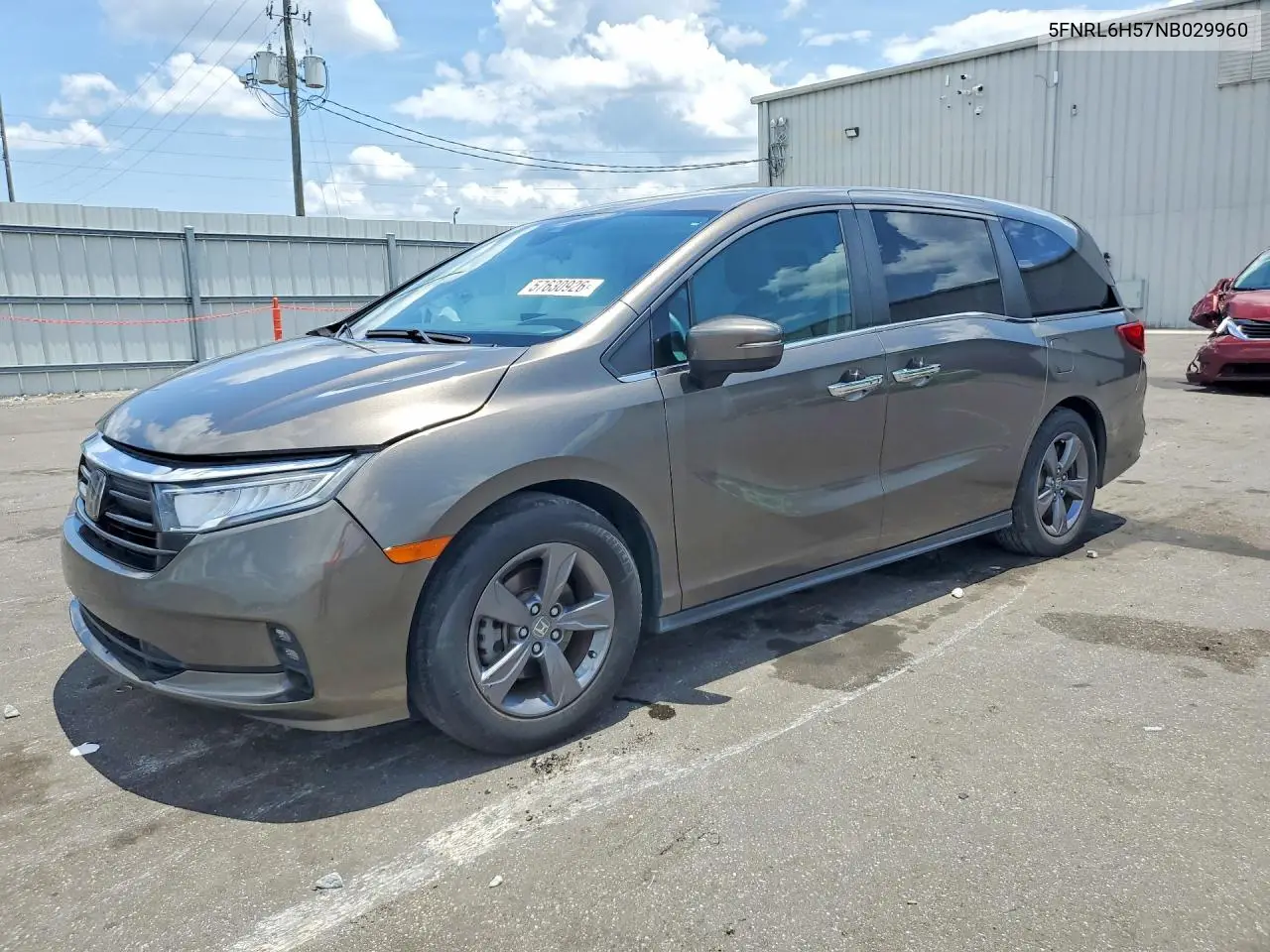 2022 Honda Odyssey Ex VIN: 5FNRL6H57NB029960 Lot: 57630926