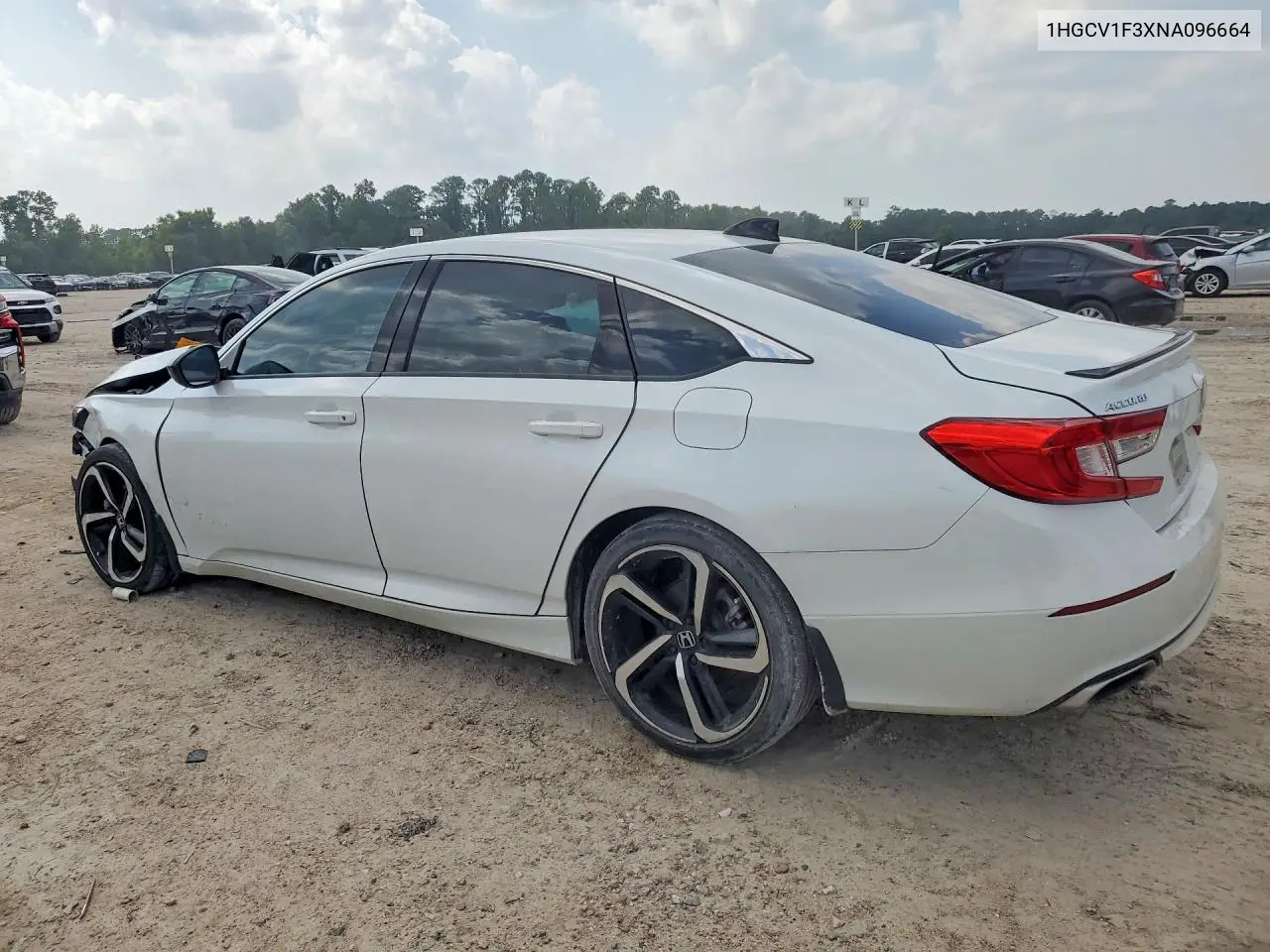 2022 Honda Accord Sport VIN: 1HGCV1F3XNA096664 Lot: 58021096