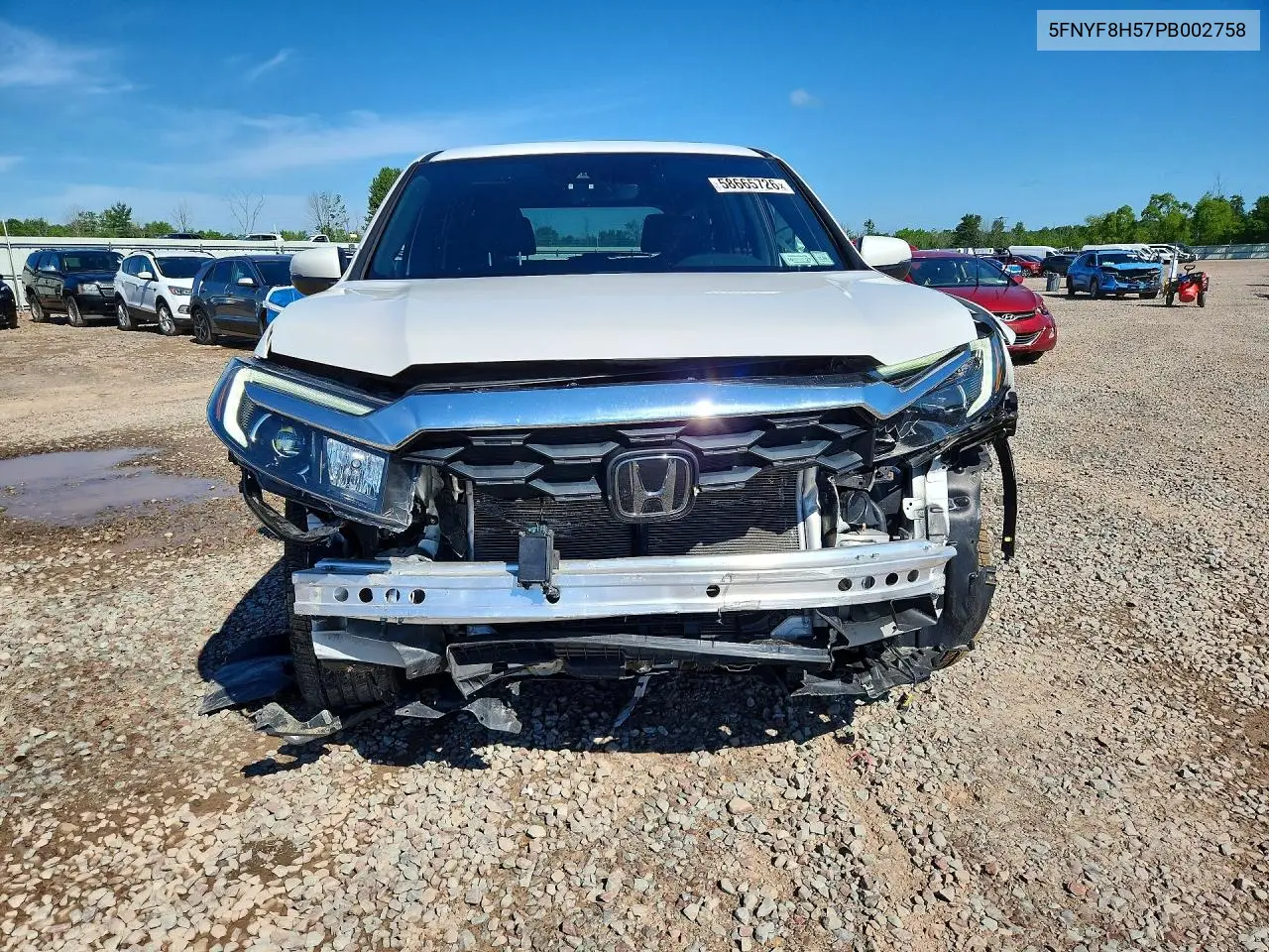 2023 Honda Passport Exl VIN: 5FNYF8H57PB002758 Lot: 58665726