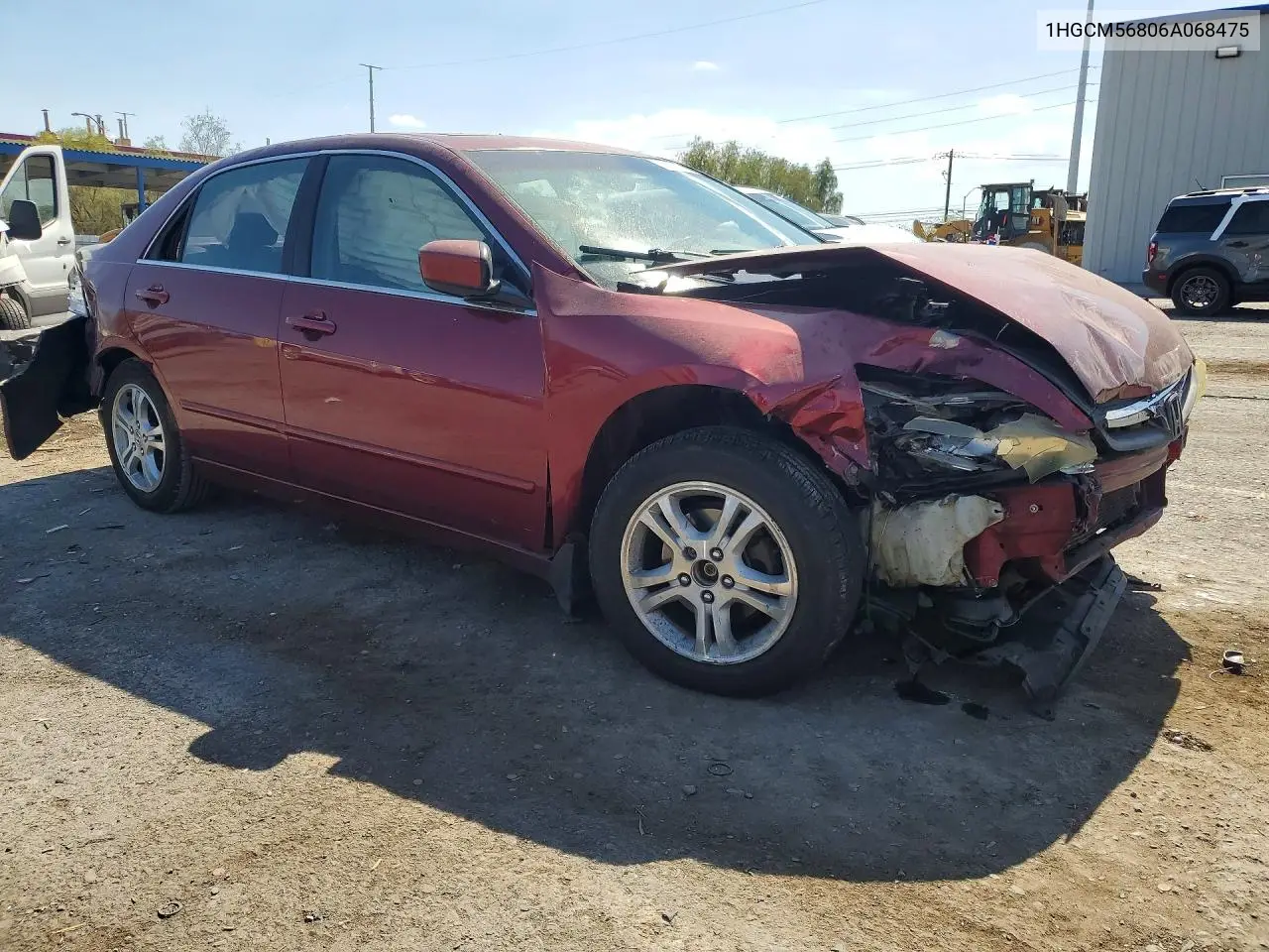2006 Honda Accord Ex VIN: 1HGCM56806A068475 Lot: 61894256