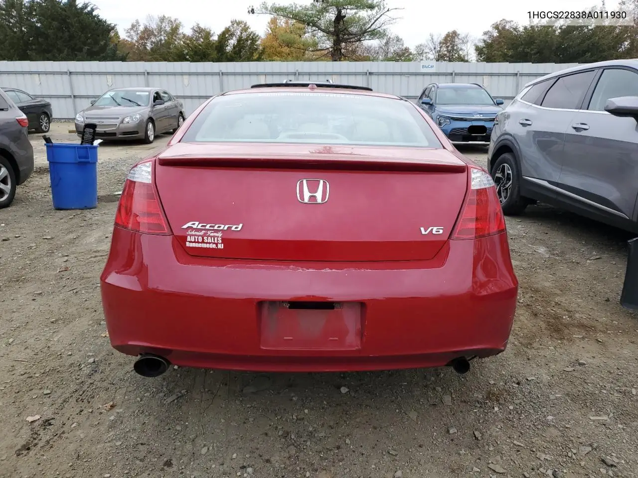 1HGCS22838A011930 2008 Honda Accord Exl