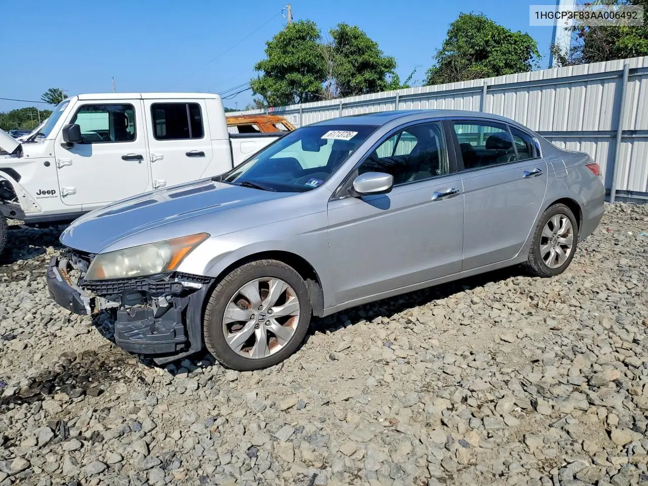 2010 Honda Accord Exl VIN: 1HGCP3F83AA006492 Lot: 61713736