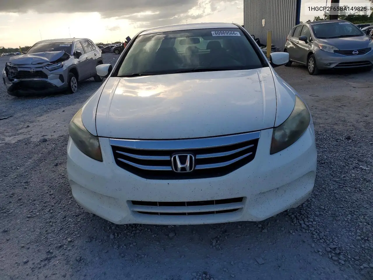 2011 Honda Accord VIN: 1HGCP2F65BA149826 Lot: 60989566