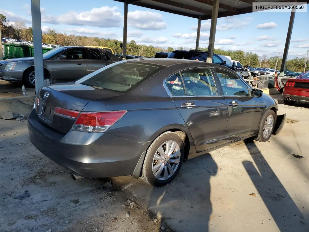 1HGCP2F86BA060560 2011 Honda Accord Exl