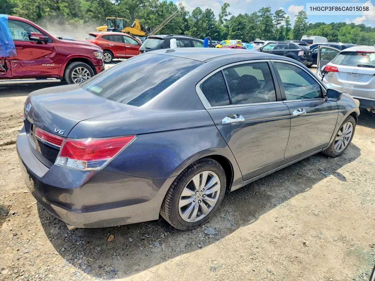 2012 Honda Accord Exl VIN: 1HGCP3F86CA015058 Lot: 60568126