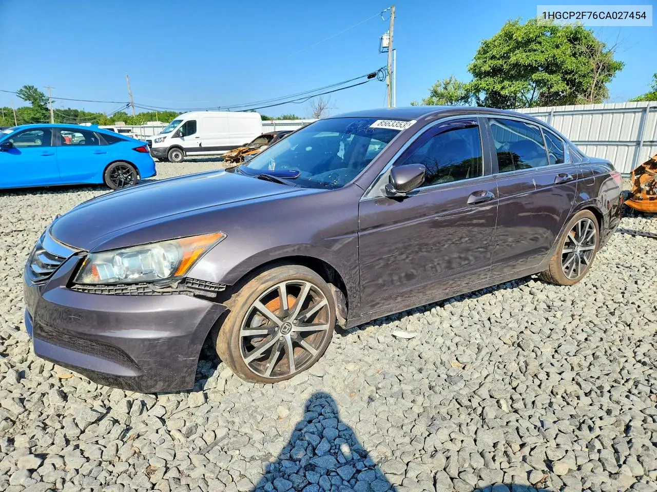 2012 Honda Accord Ex VIN: 1HGCP2F76CA027454 Lot: 85633535