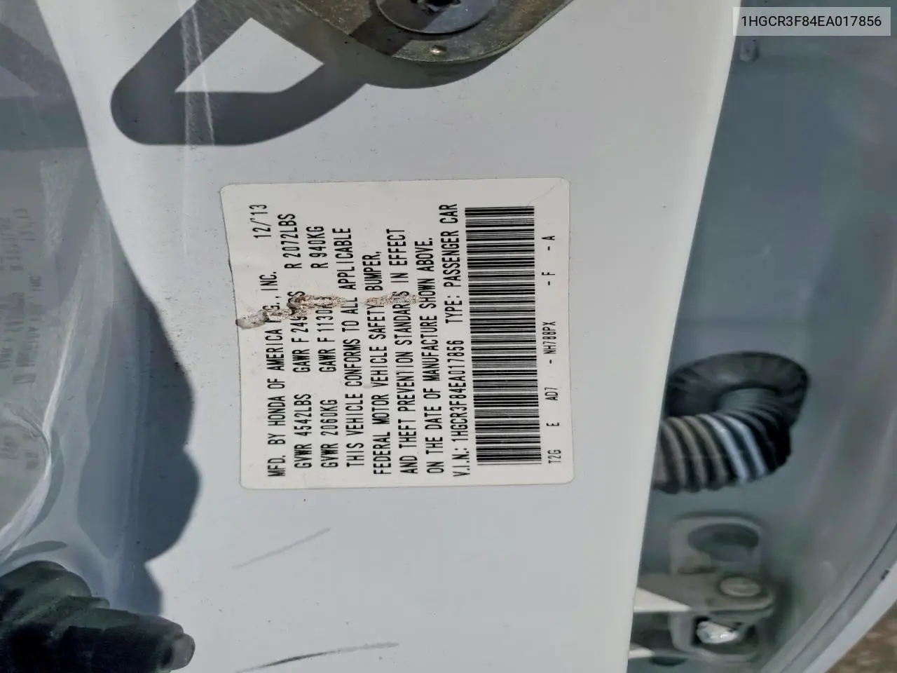 1HGCR3F84EA017856 2014 Honda Accord Exl