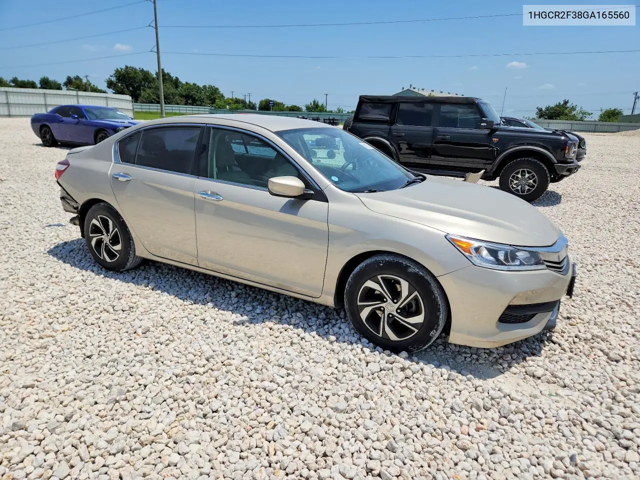 2016 Honda Accord Lx VIN: 1HGCR2F38GA165560 Lot: 61982116