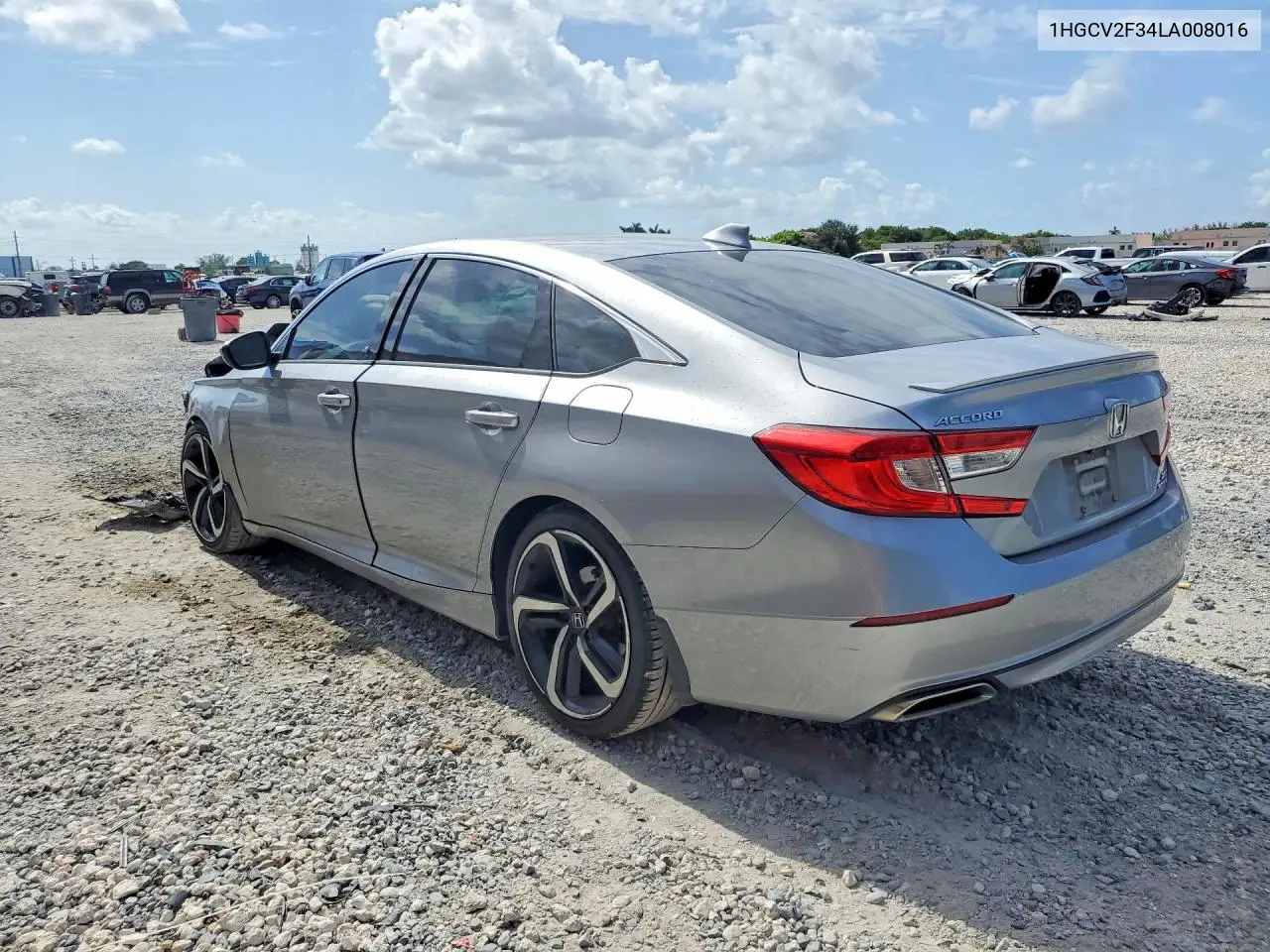2020 Honda Accord Sport VIN: 1HGCV2F34LA008016 Lot: 62109276