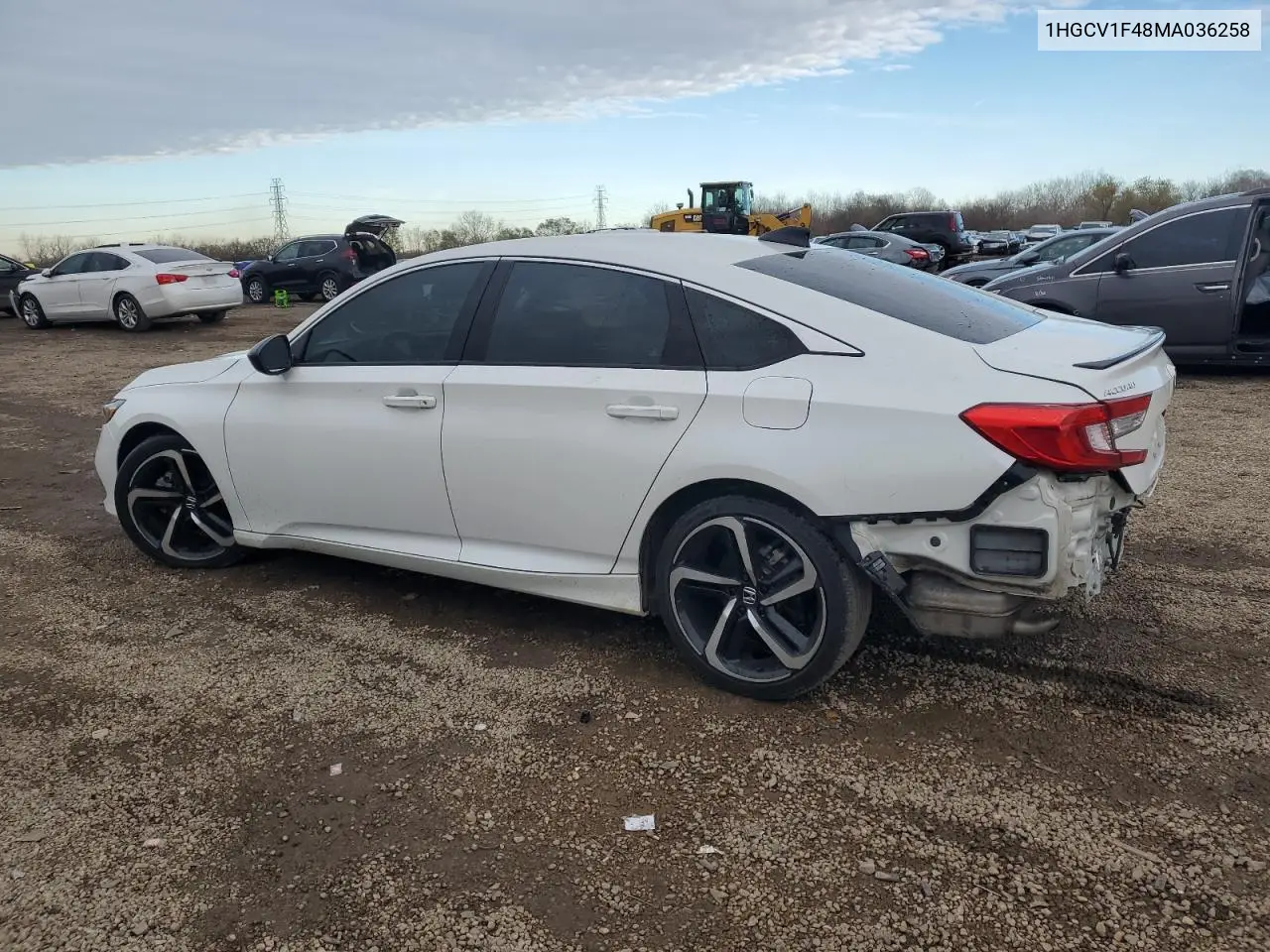 1HGCV1F48MA036258 2021 Honda Accord Sport Se