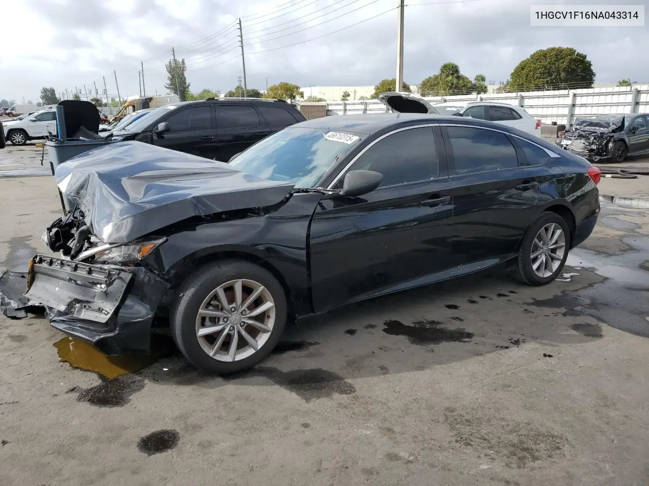 2022 Honda Accord Lx VIN: 1HGCV1F16NA043314 Lot: 41623946