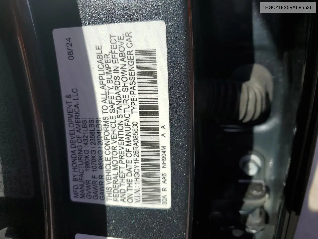 1HGCY1F25RA085530 2024 Honda Accord Lx