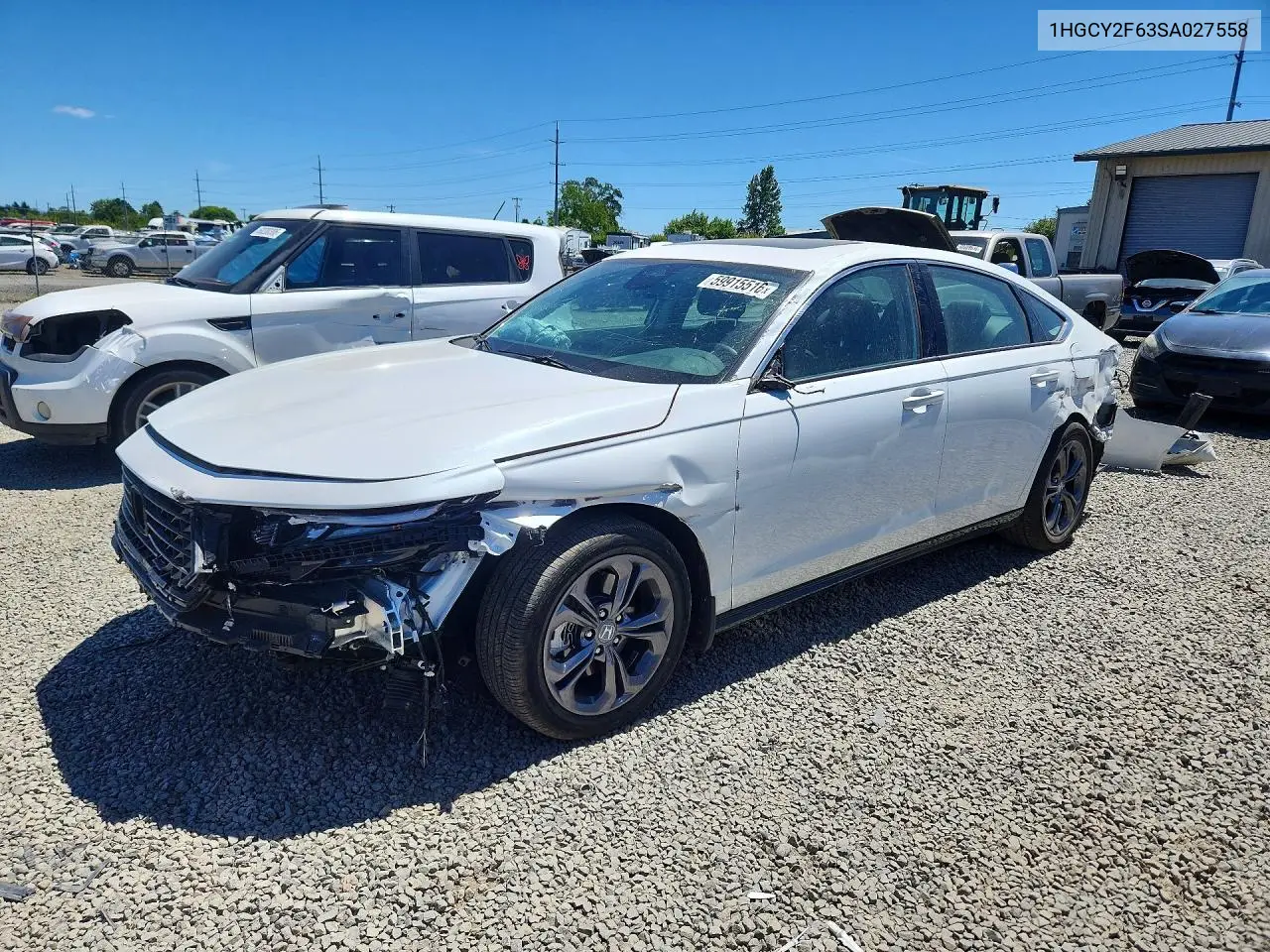 2025 Honda Accord Hybrid Exl VIN: 1HGCY2F63SA027558 Lot: 59915516