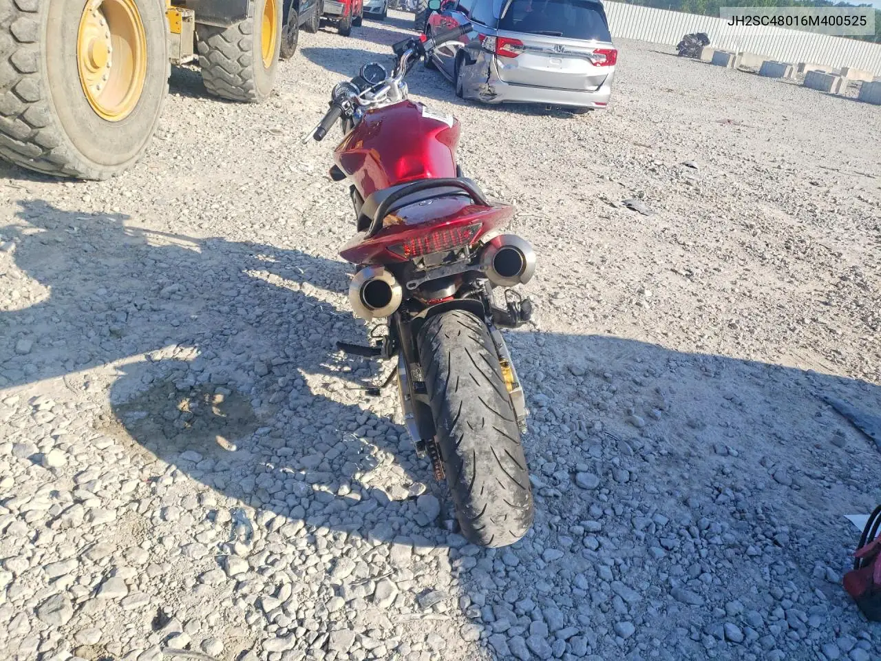 2006 Honda Cb900 F VIN: JH2SC48016M400525 Lot: 60800036