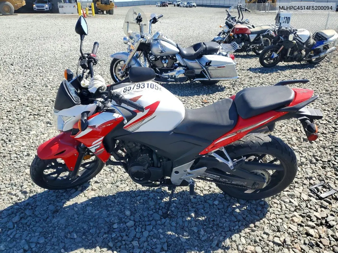 2015 Honda Cb500 F VIN: MLHPC4514F5200094 Lot: 85793105