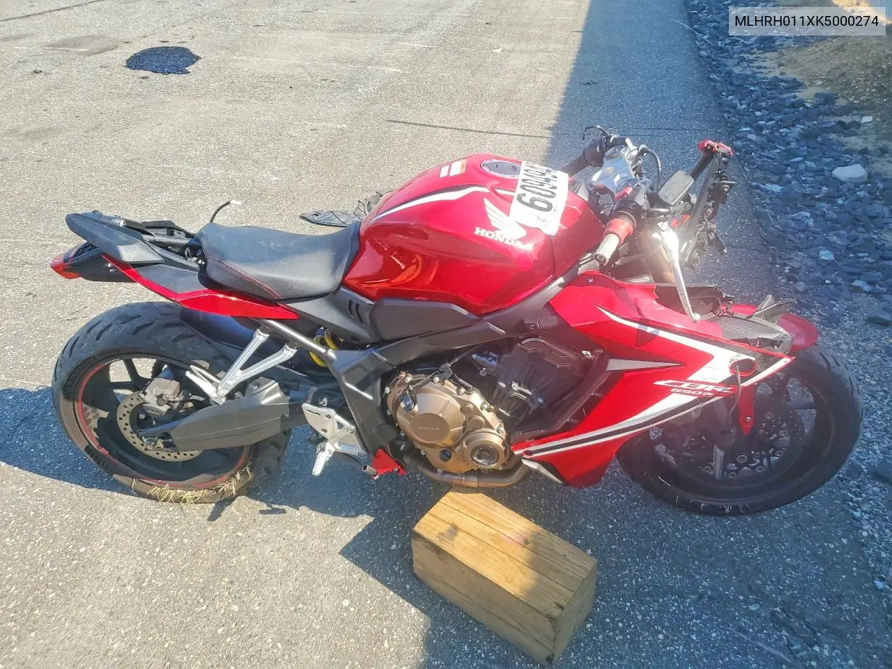 2019 Honda Cbr650 R VIN: MLHRH011XK5000274 Lot: 60949436